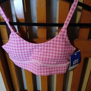 Joy Lab Woman's Pink & White Checkered Athletic Bra- Size XS